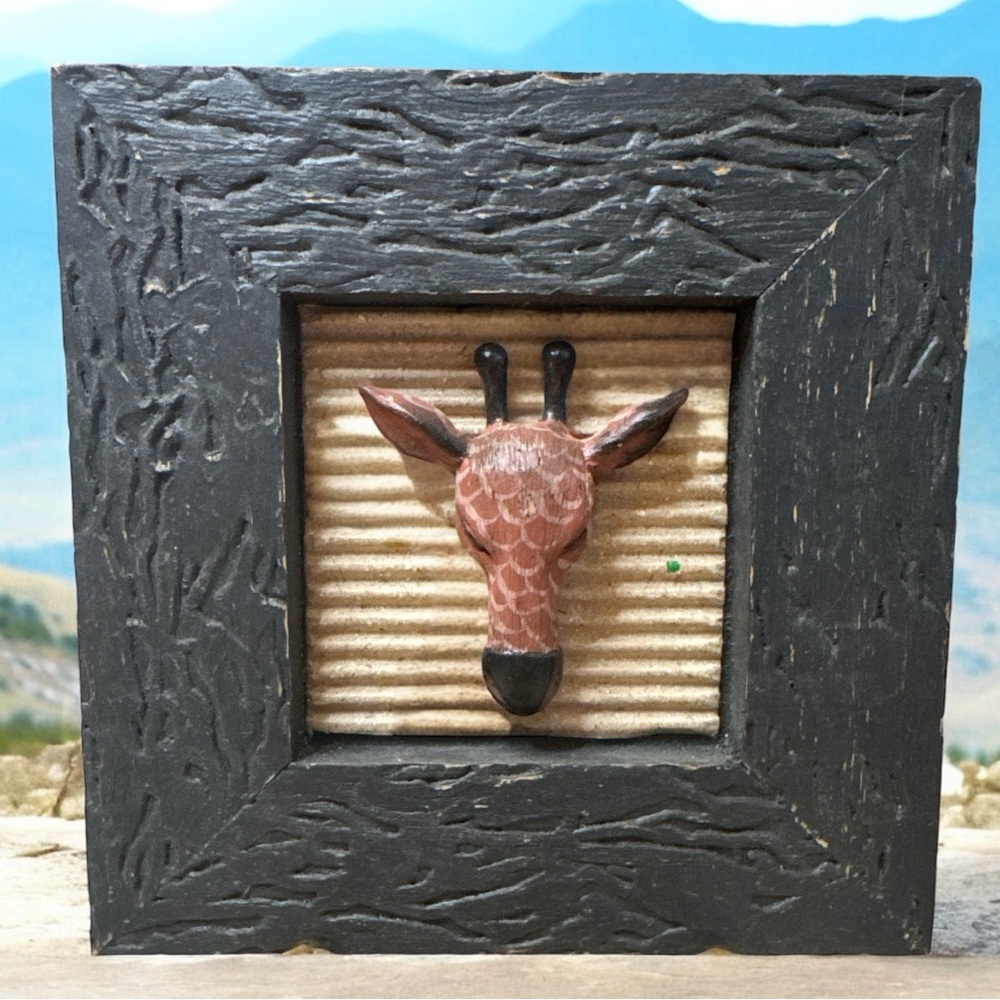 Textured Giraffe Wall Art with Black Frame